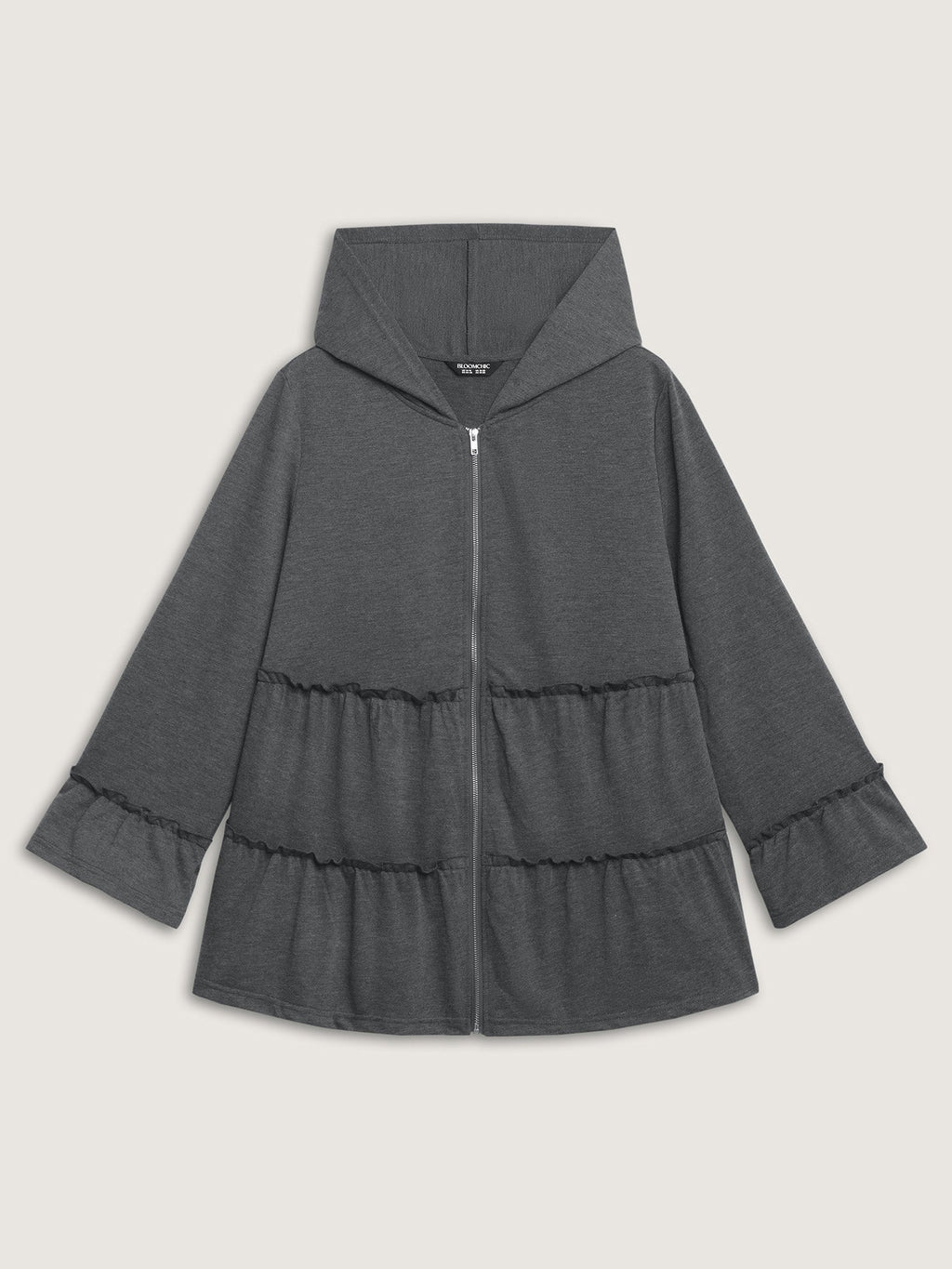 Tiered Ruffled Edges Pockets Jacket