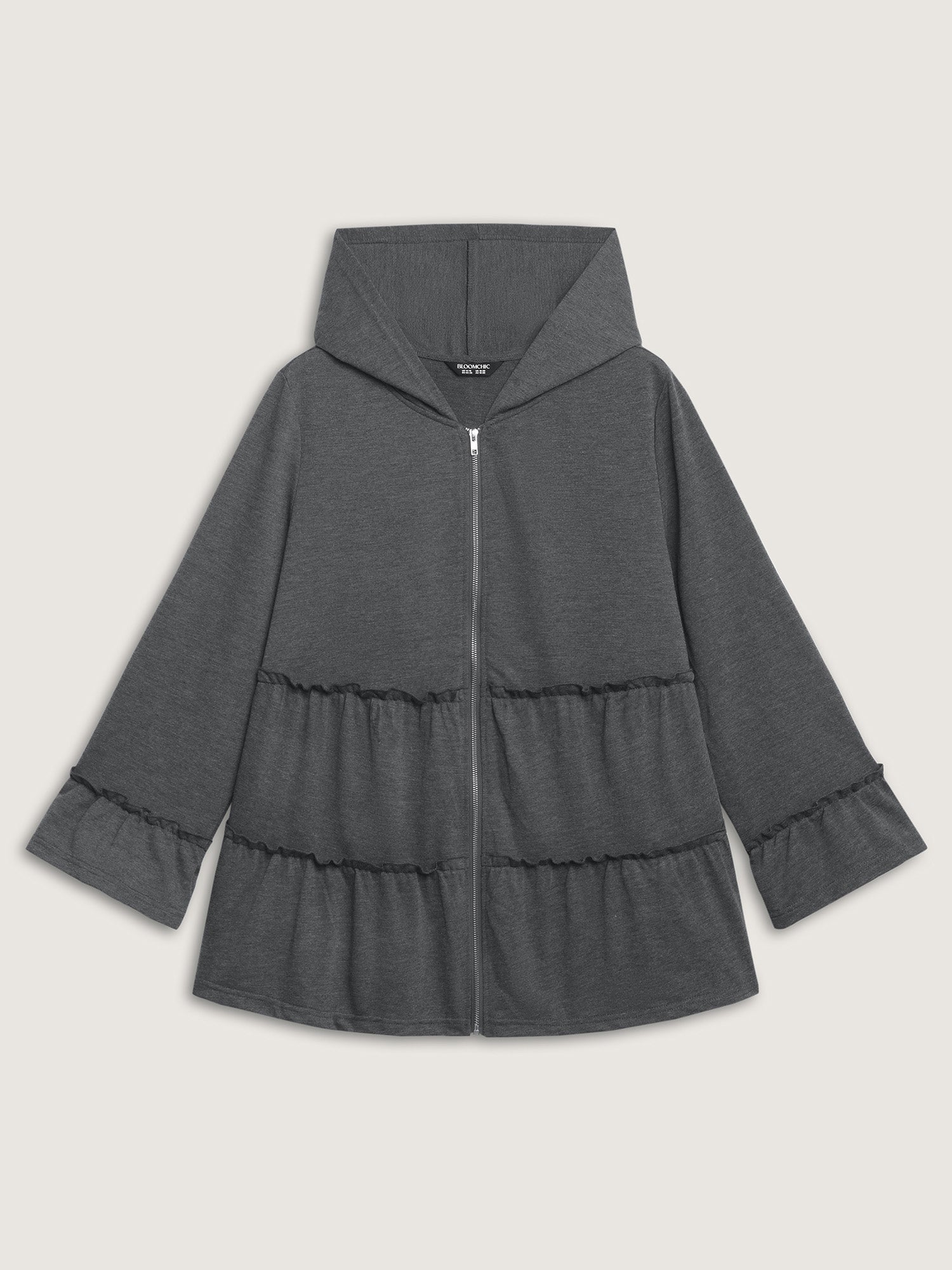 Tiered Ruffled Edges Pockets Jacket