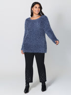 Fuzzy Sparkle Crew Neck Pullover