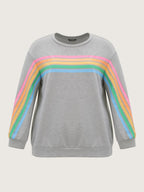 Soft Rainbow Print Round Neck Lounge Top