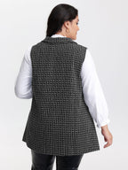 Tweed Long Pockets Notched Lapels Vest