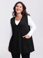 A-Line Pockets V-Neck Pullover