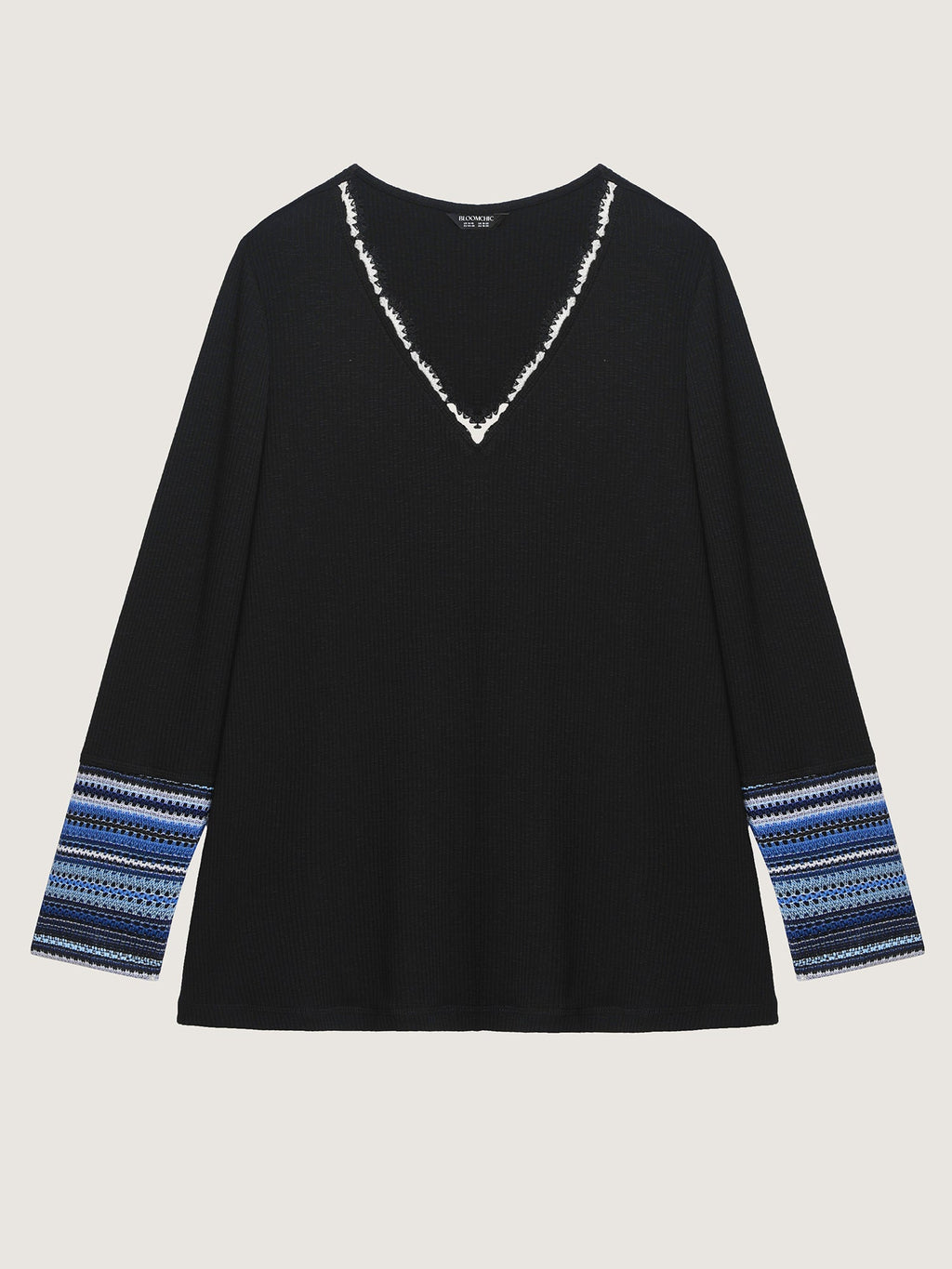 Textured Stripe Contrast Stretchy T-Shirt