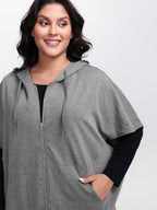 Supersoft Cloak Style Zipper Hooded Jacket