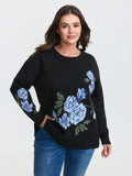 Rosy Jacquard Drop Shoulder Pullover