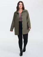 Quilted Button-Front Solid Coat
