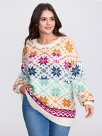 Color Gradient Snowflake Pattern Pullover