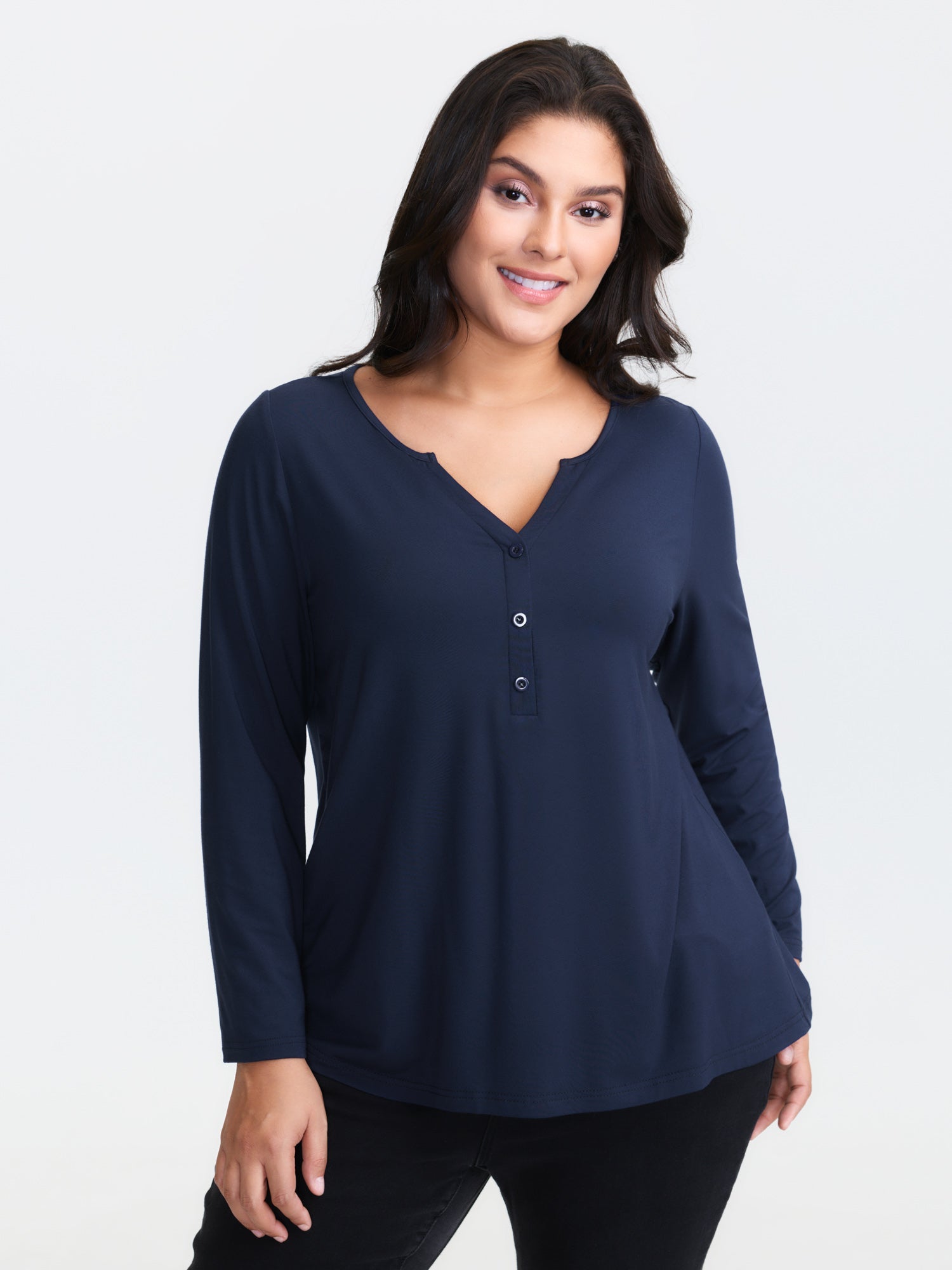 Supersoft Button Placket Solid T-Shirt