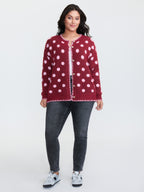 Polka Dots Jacquard Buttons Knit Cardigan