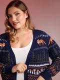 Fox in Forest Contrast Knit Cardigan
