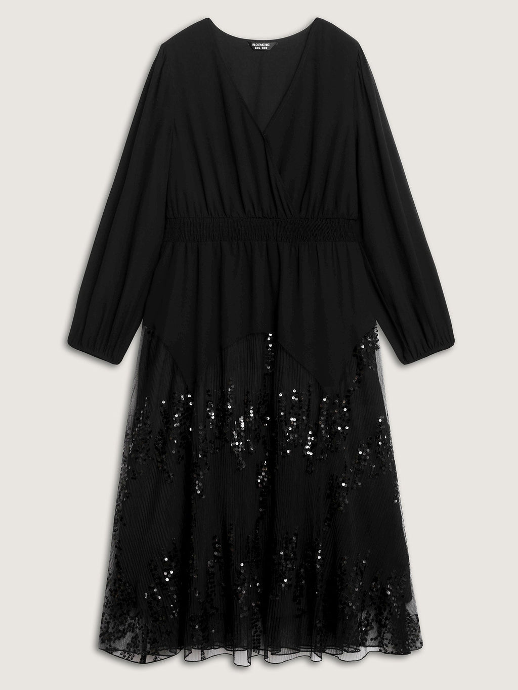 Sequin Mesh Asymmetrical Hem Maxi Dress