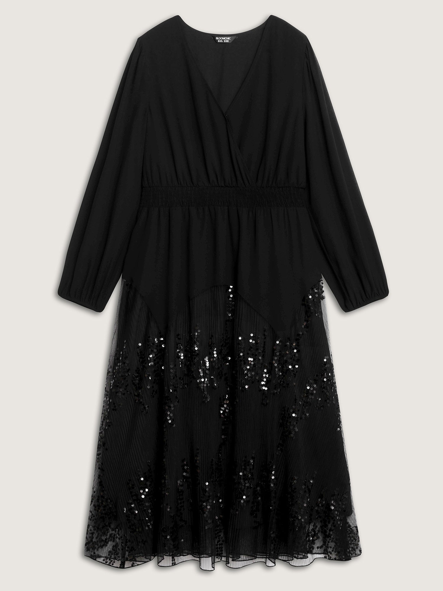 Sequin Mesh Asymmetrical Hem Maxi Dress