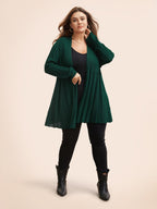 Plain Textured Kimono Collar Cardigan