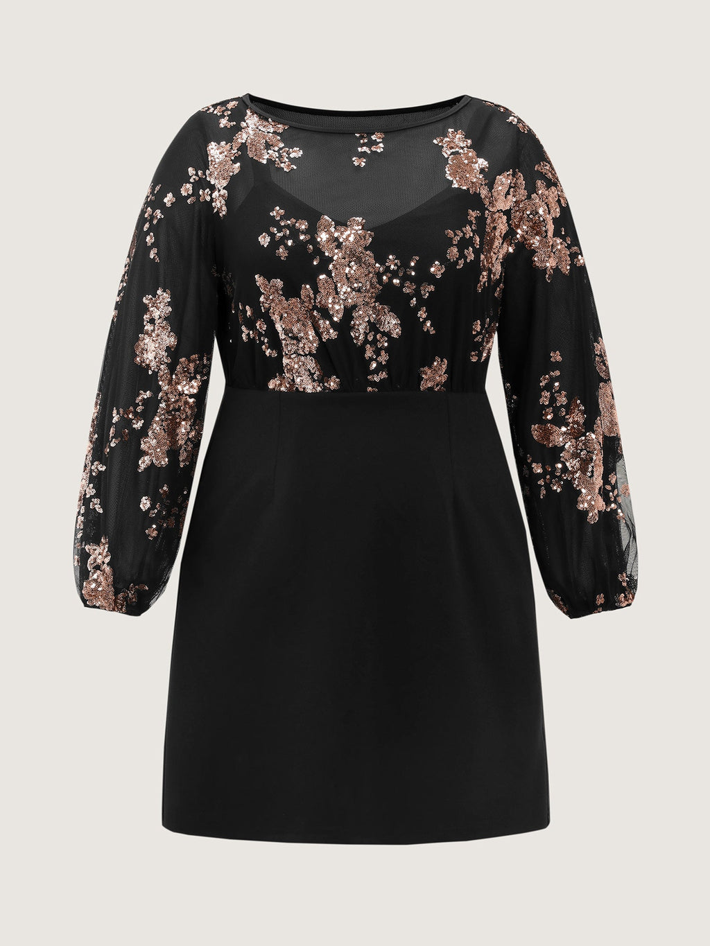 Floral Print Sheer Contrast Midi Dress