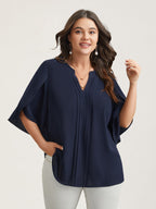 Petal Sleeve Toothpick Pleats Shirt