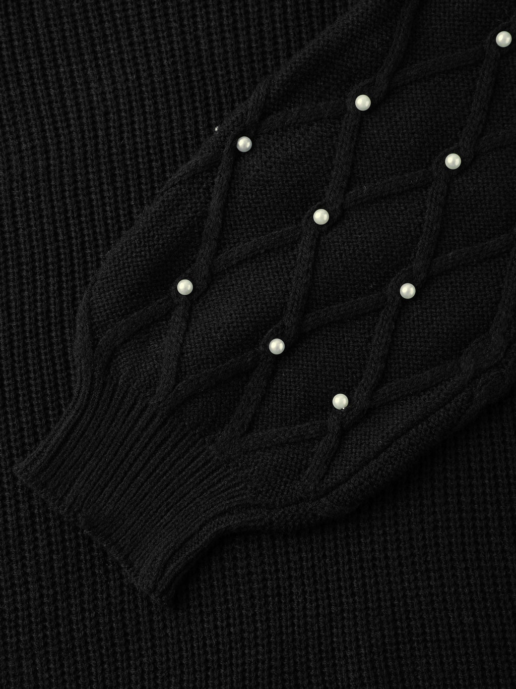 Textured Pearl Detail Drop Shoulder Pullover