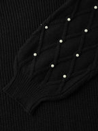 Textured Pearl Detail Drop Shoulder Pullover