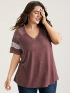 Ditsy Floral Colorblock Contrast Raglan Sleeve T-shirt