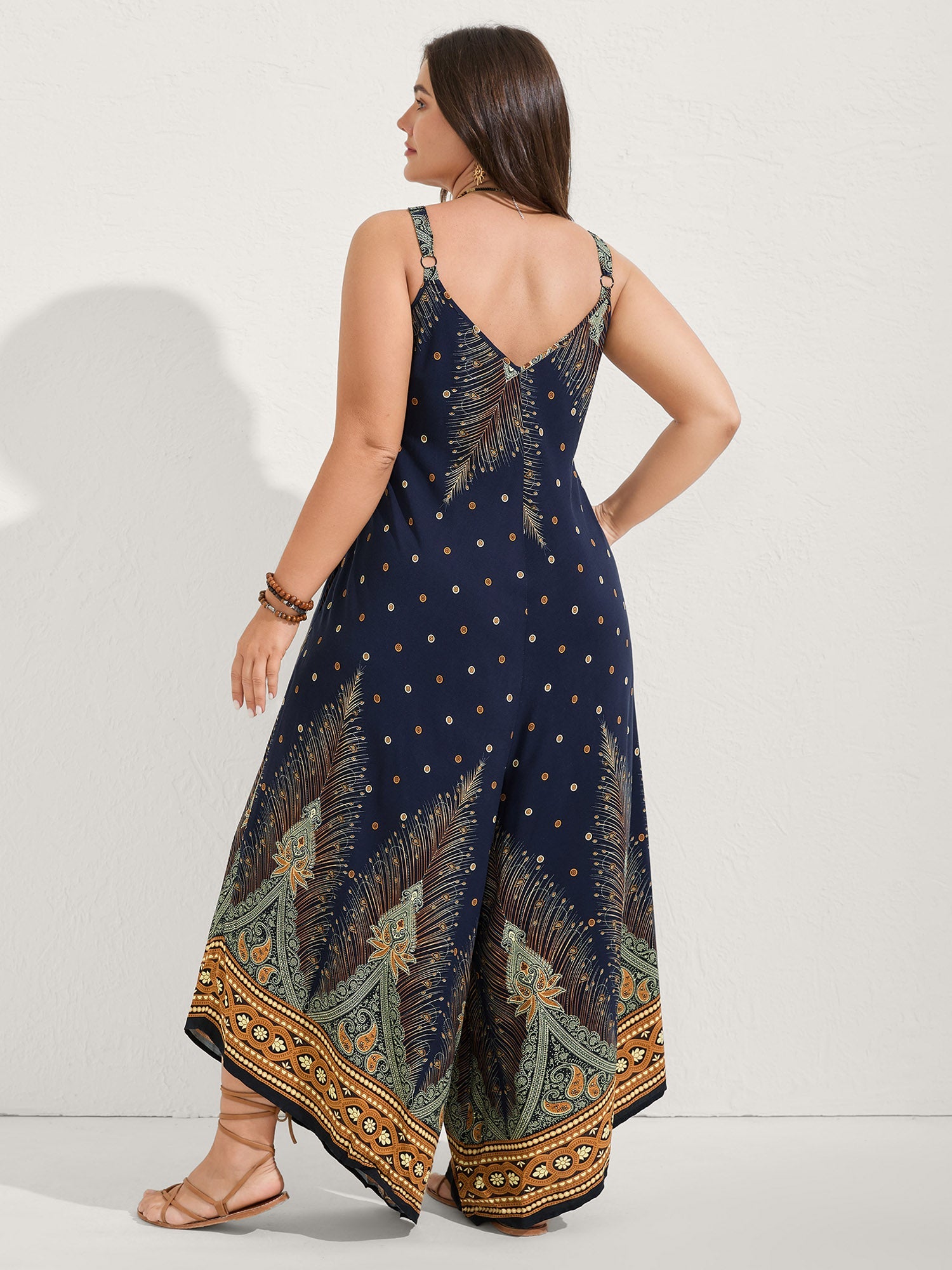 Boho Print Asymmetrical Hem Jumpsuit