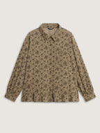 Corduroy Ruffled Button-Down Shirt