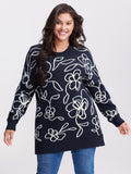Supersoft Round Neck Floral Split Hem Pullover