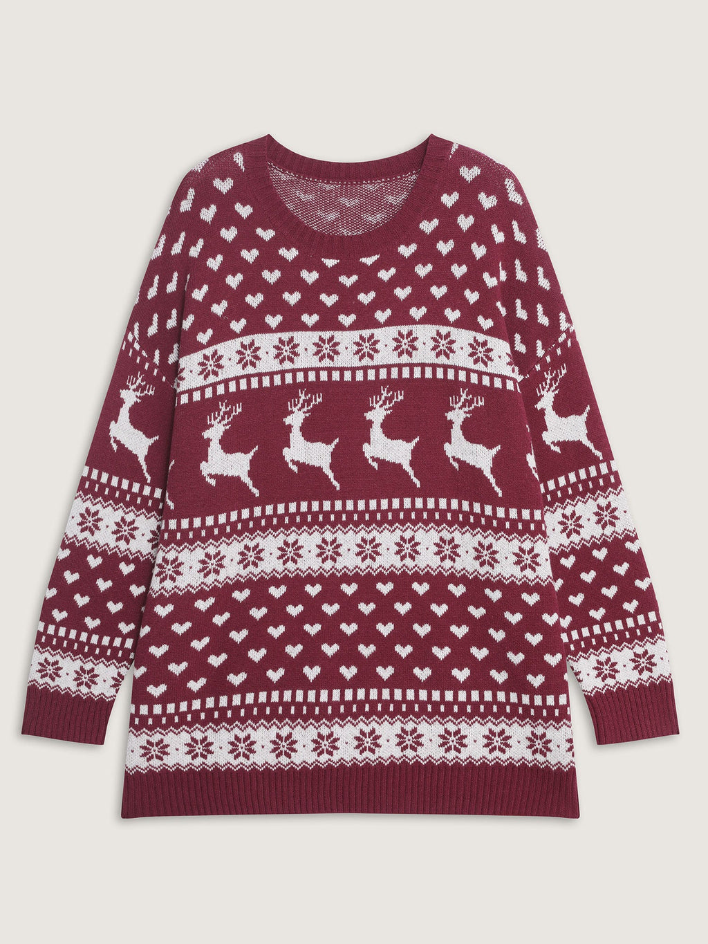 Supersoft Reindeer Holiday Print Round Neck Pullover
