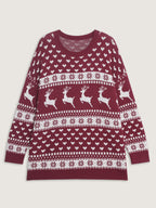 Supersoft Reindeer Holiday Print Round Neck Pullover