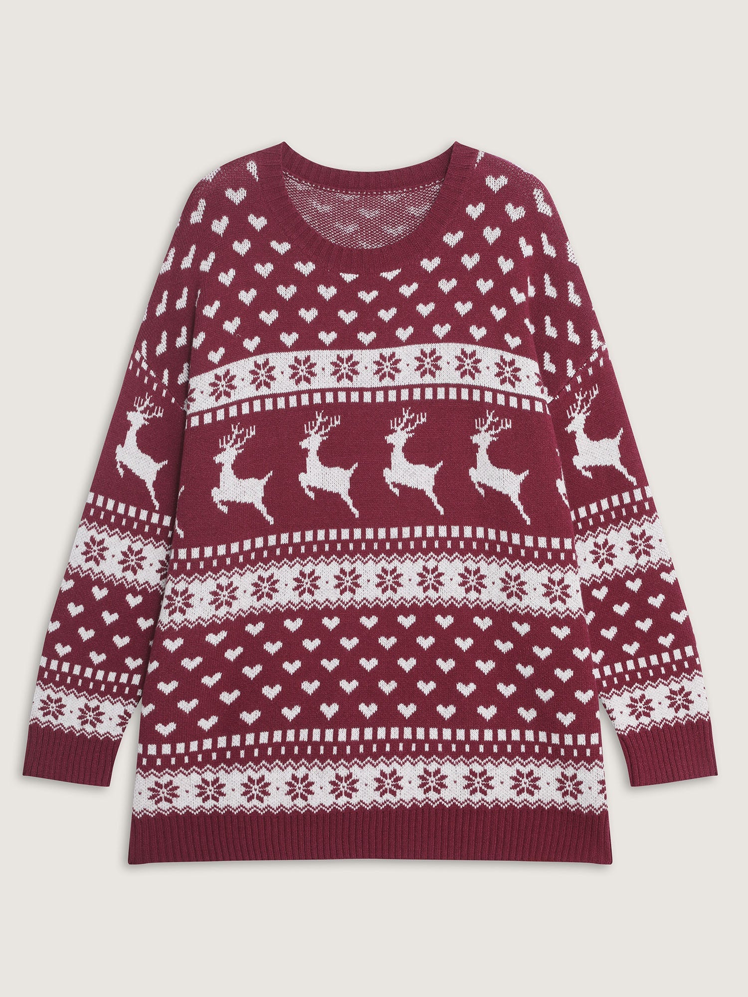 Supersoft Reindeer Holiday Print Round Neck Pullover