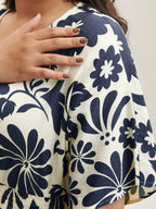 Large Floral Print Pockets Midi Dress