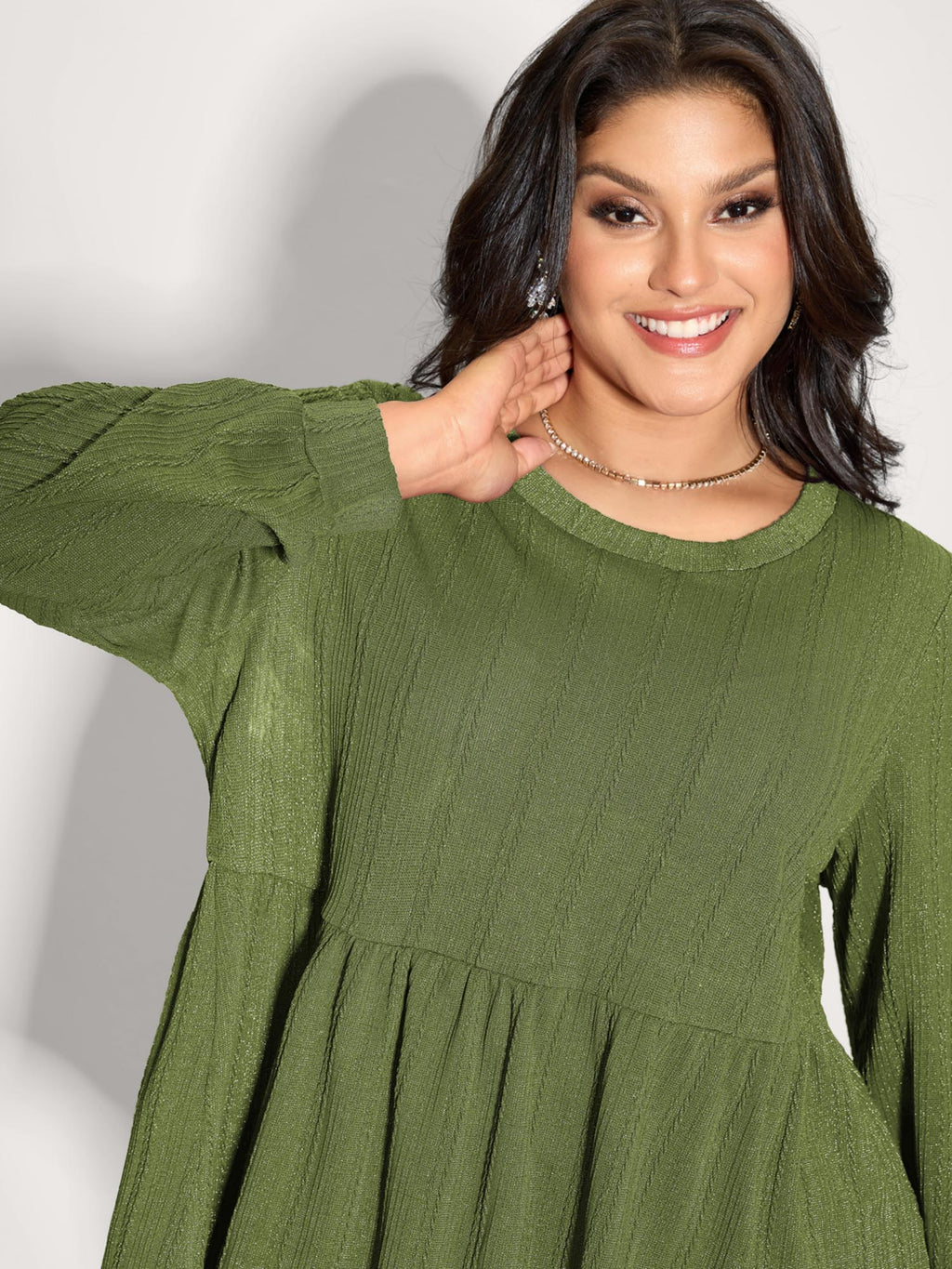 Textured Stretchy Flared Knit Top