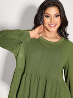 Textured Stretchy Flared Knit Top