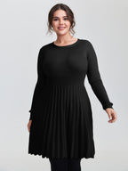 Ribbed Cinched-Waist Bowtie Sweater Dress