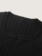 Textured Scoop Neck Cinched-Waist Pullover