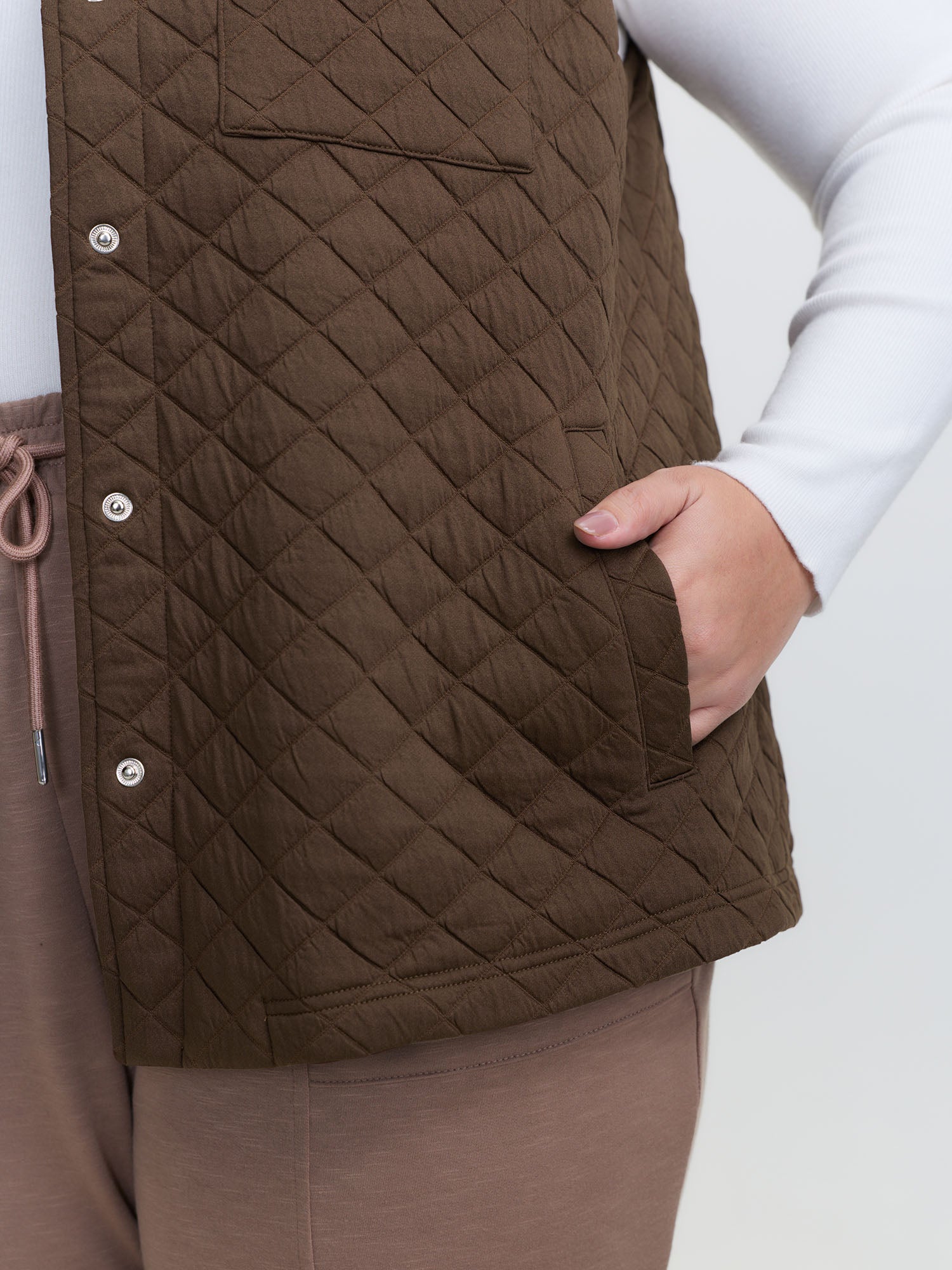 Quilted Chest Pockets Button Vest