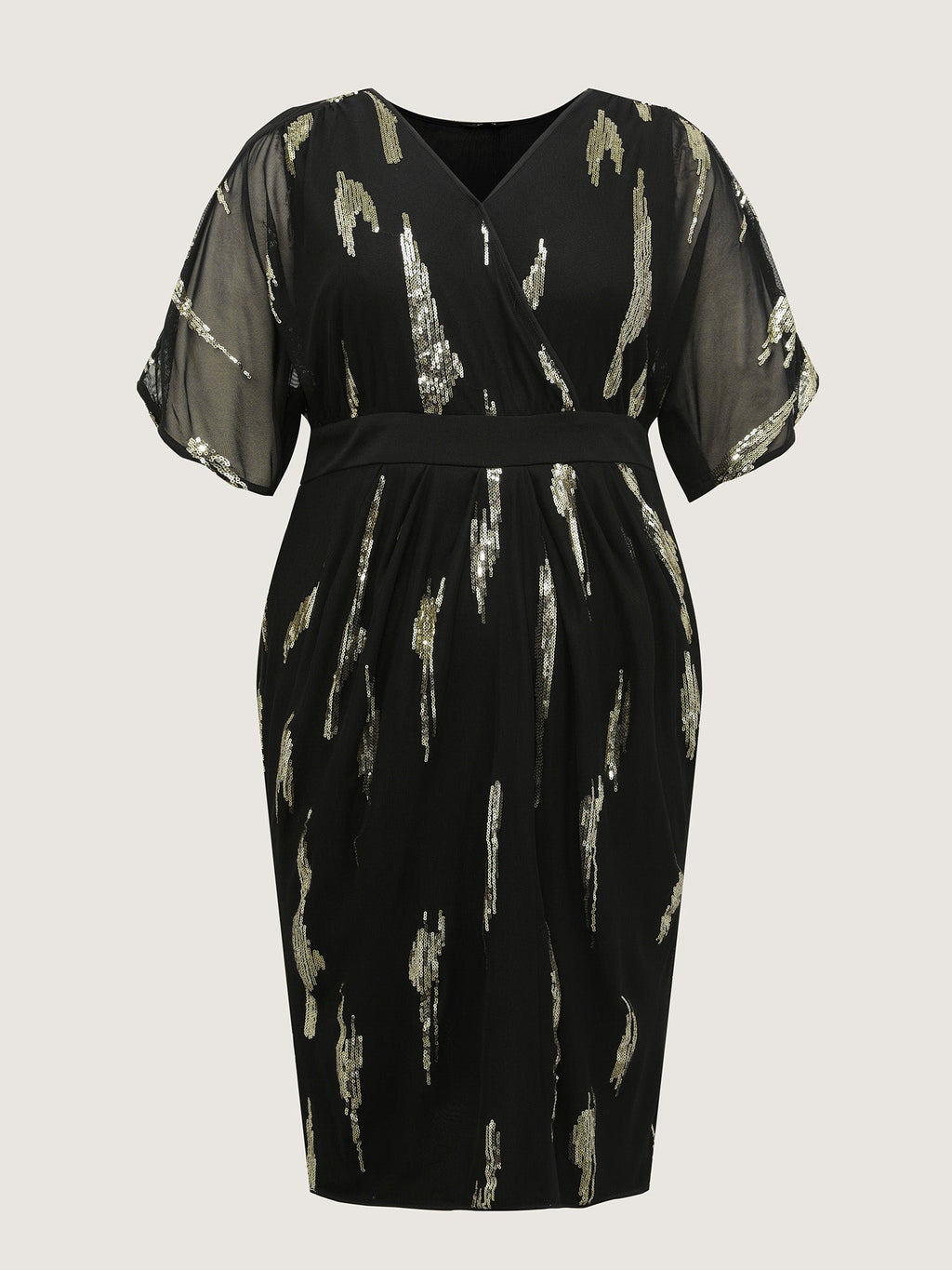 Sequin Embroidery Pleated Waist Midi Dress