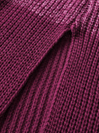 Colorblock Textured Folded Collar Knit Cardigan