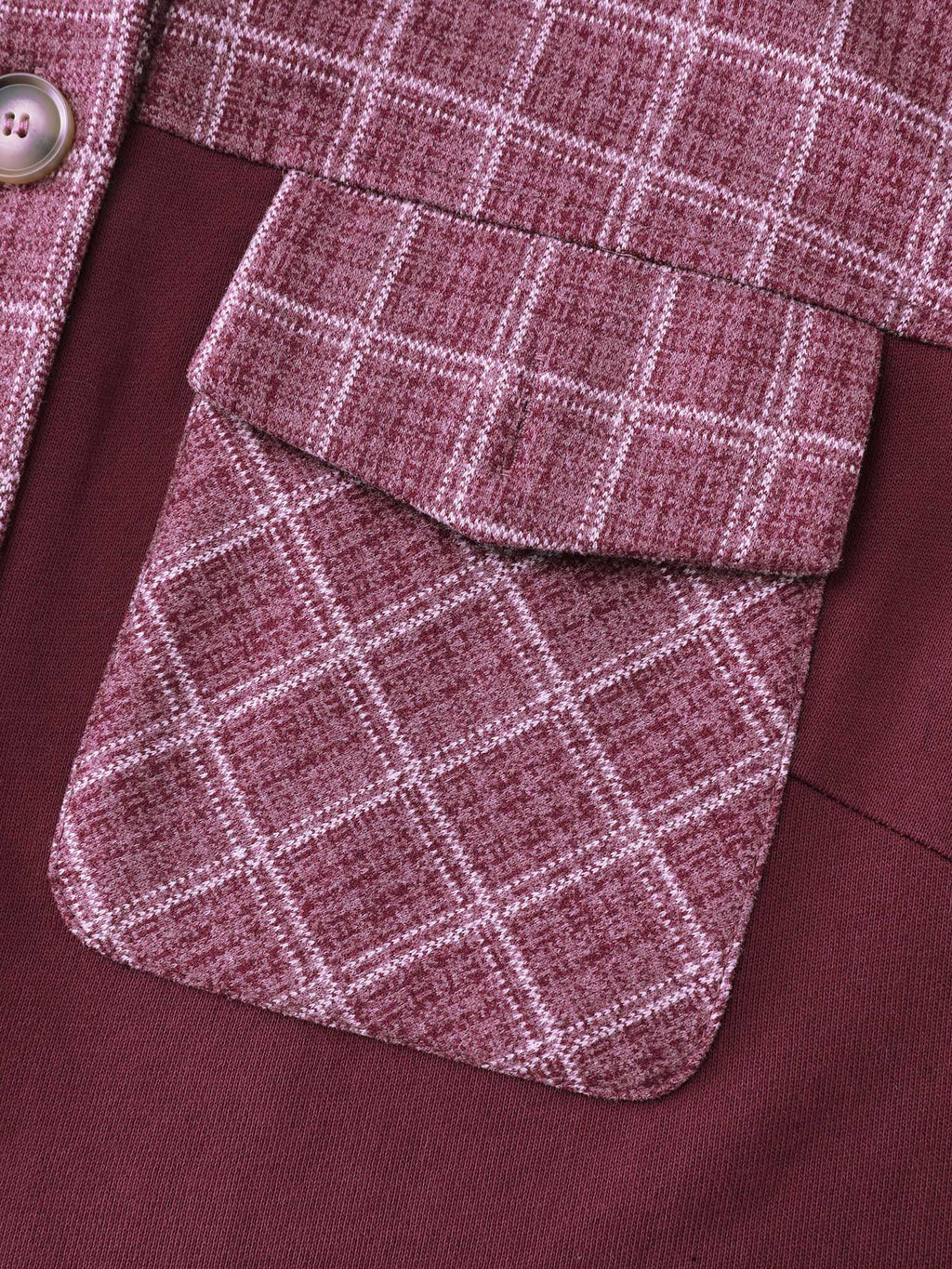 Grid Print Color Contrast Hooded Jacket