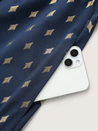 Glitter Notched Lantern Sleeve Midi Dress