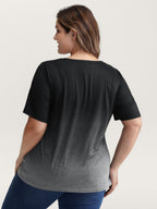 Tie-Dye Blend Neck Cut-Out T-Shirt