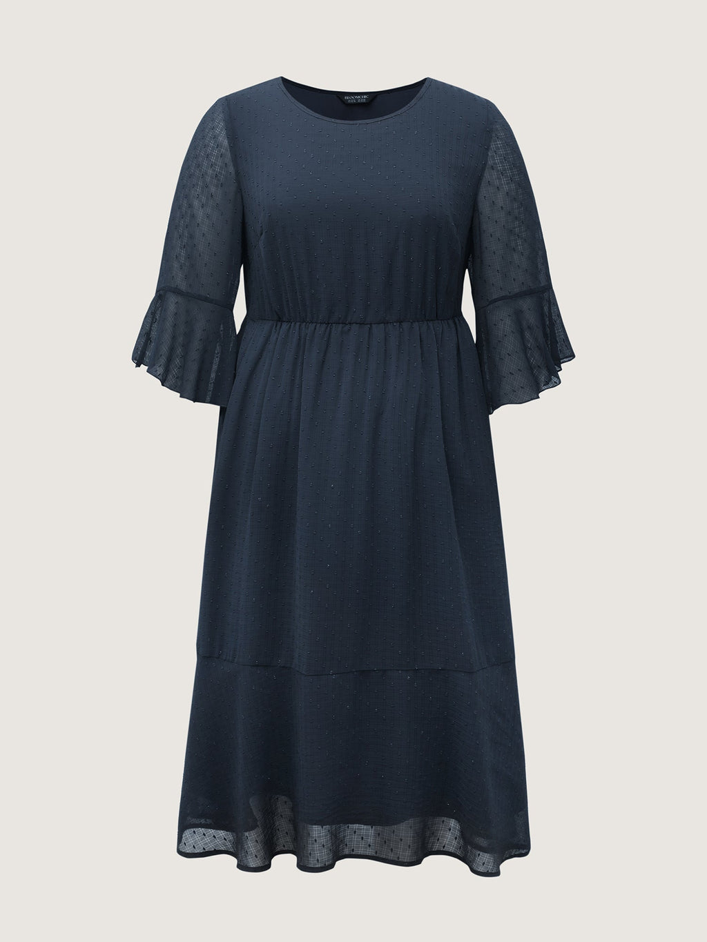 Textured Ruffled Sleeve Sheer Maxi Dress