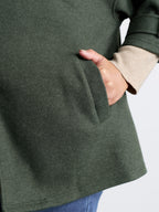 Rolled Button Sleeve Pockets Coat