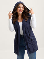 Twisted Hooded Sleeveless Knit Cardigan