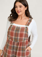 Plaid Flannel Overall Wide-Leg Jumpsuit