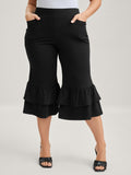 Layered Ruffled Flare Hem Pants