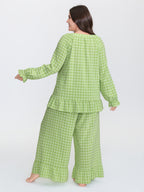 Gingham Ruffled Hem Loungewear Set