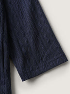 Textured Spliced Round Neck Solid T-Shirt