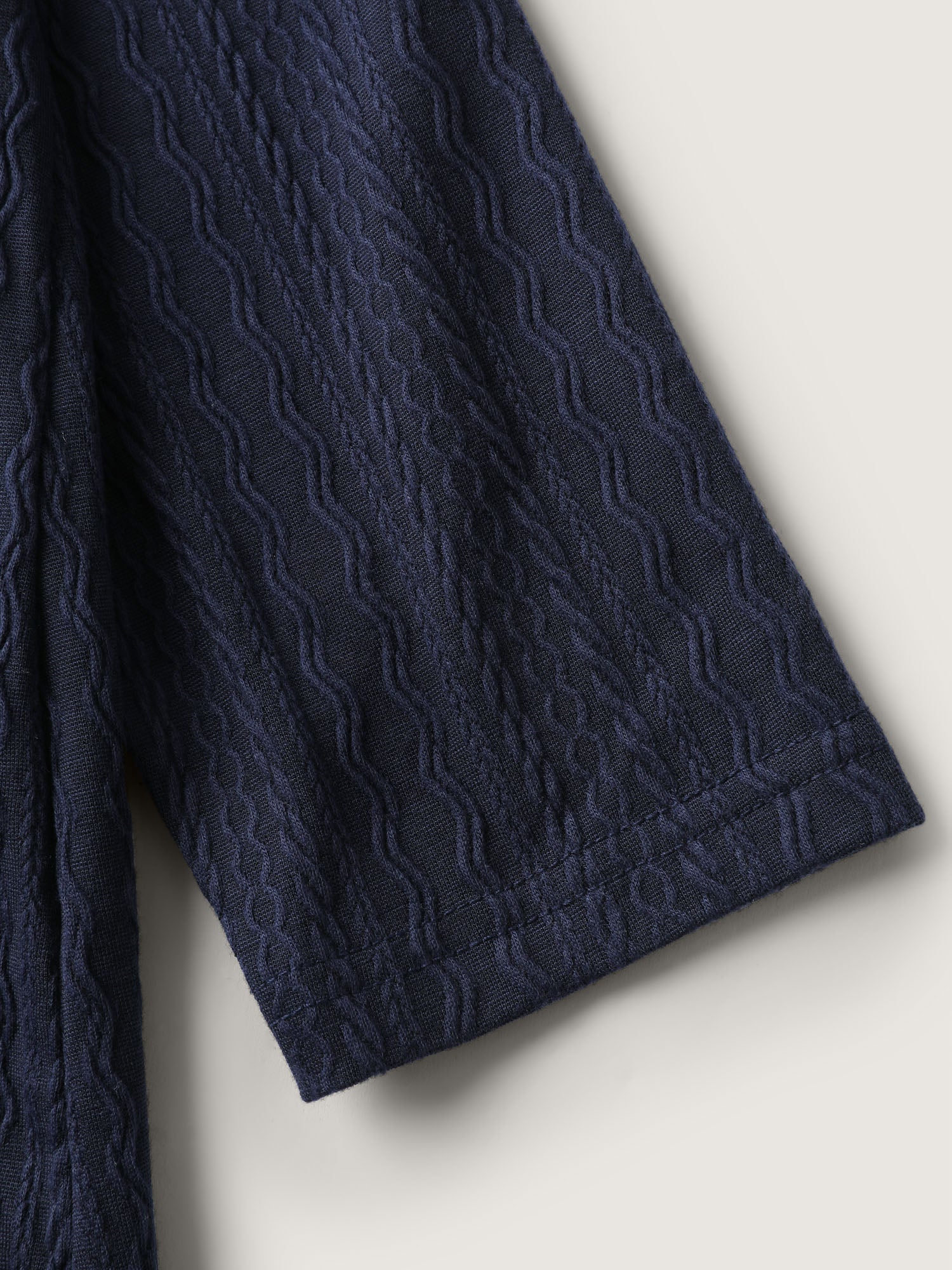 Textured Spliced Round Neck Solid T-Shirt