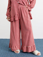Gingham Ruffled Hem Loungewear Set