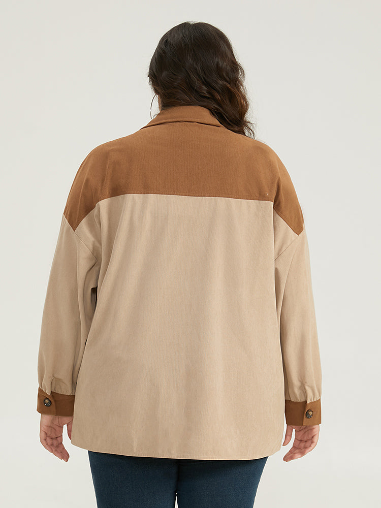 Two Tone Button Through Patchwork Coat