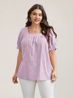 Cotton Square Neck Ruffled Sleeve Shirt